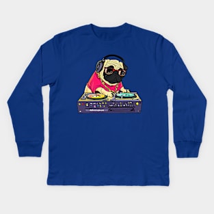 Pug DJ Cartoon Kids Long Sleeve T-Shirt